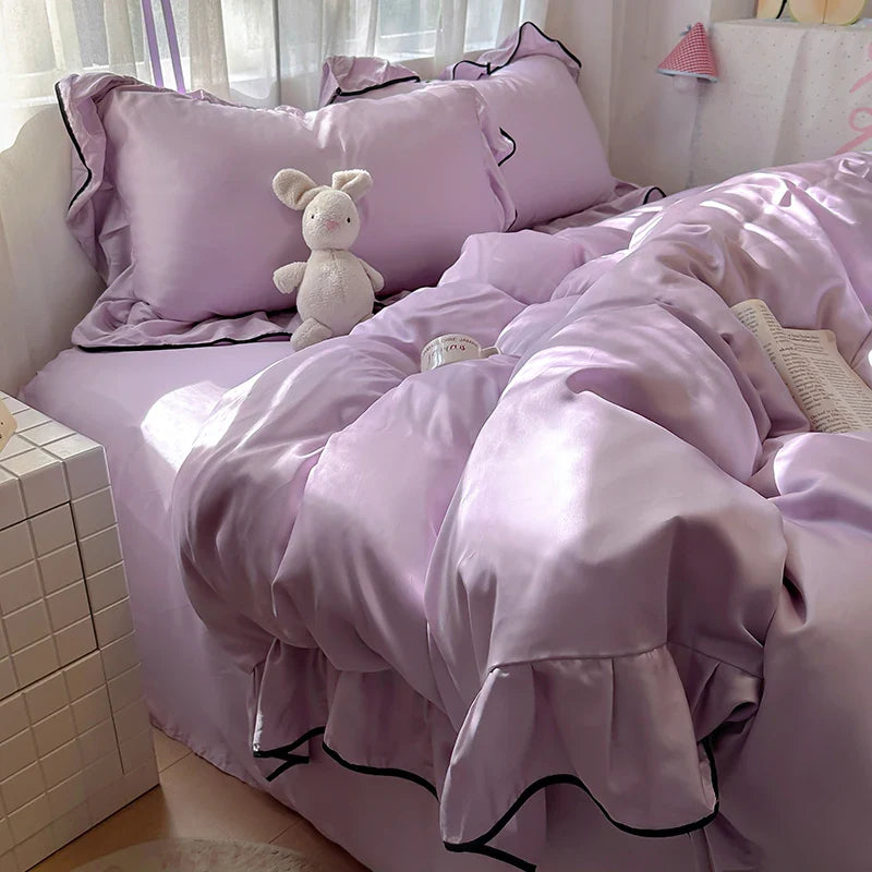 1 lace solid-color duvet cover, comfortable guest room duvet cover, simple