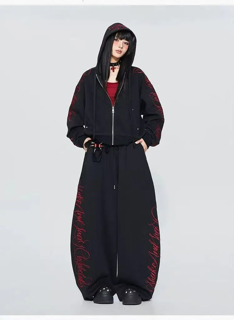 Gothic Letter Embroidery Hip Hop Clothing Oversized Streetwear Y2K American Loose Jogger Casual Sweatpants