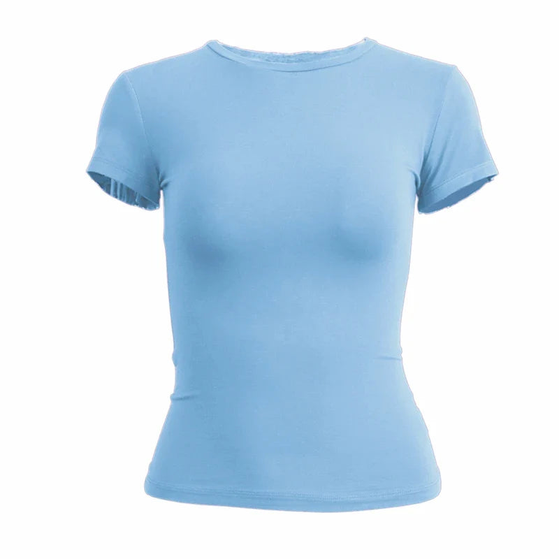 Clothing Short Sleeve T-shirt Slim Fit Tops O-Neck Knitted Sheath Tee Shirt Street Wear Sex Sporty Y2K New2410