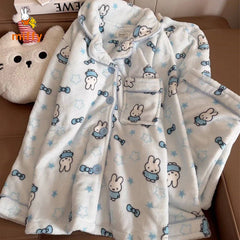 Kawaii Miffy Sleepwear Creative Cartoon Blue Star Bowknot Rabbit