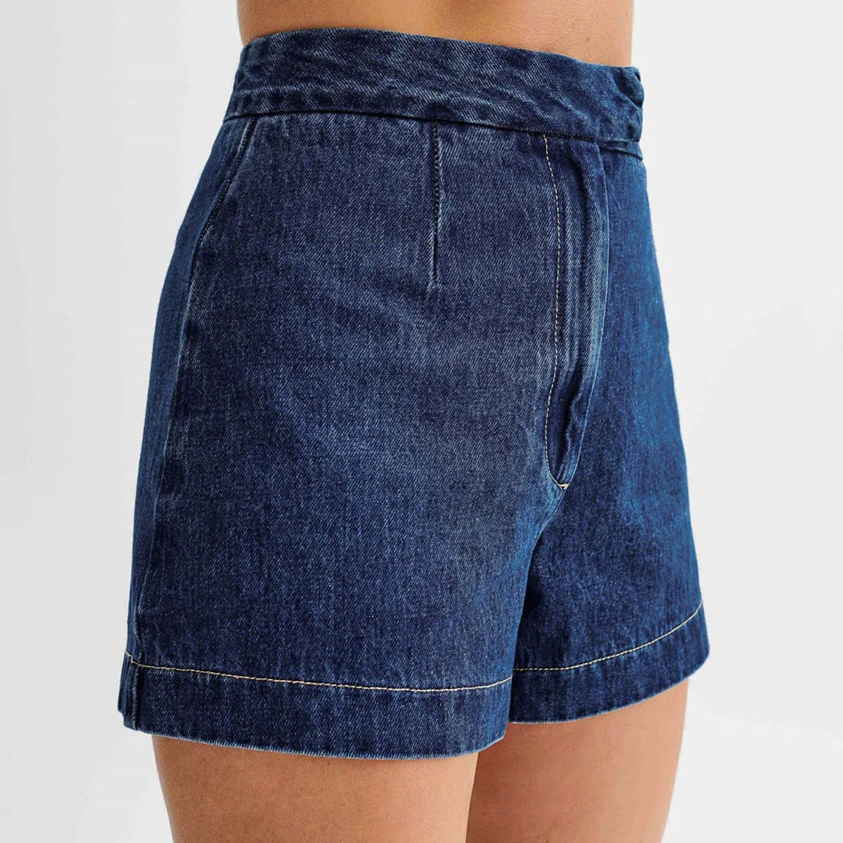 Denim Shorts Suit Sleeveless O-neck Single Breasted Split Top Vest High Waist Wide Leg Shorts Lady Sets