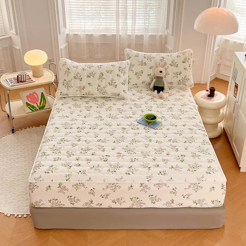 1pc Thicken Anti-mite Fitted Sheet With Elastic Band Non Slip Adjustable Mattress Cover