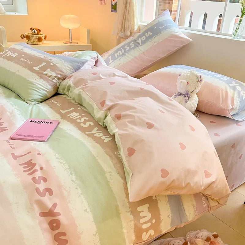1Pcs 100% Cotton Printed Duvet Cover Cartoon Pattern Skin Friendly Breathable Comforter Cover Bedclothes