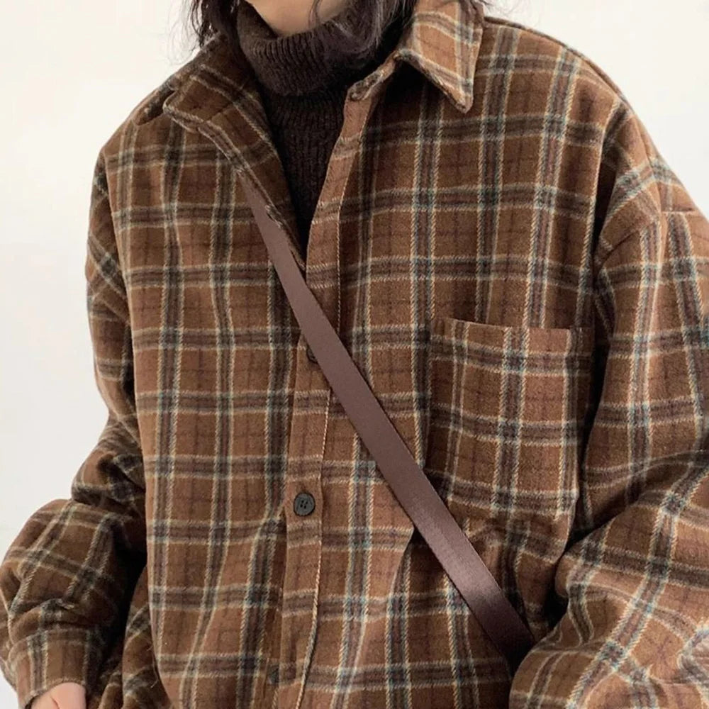 Striped Workwear Long-Sleeved Shirt Japanese Retro Casual Trend Simple Loose College Style Tops