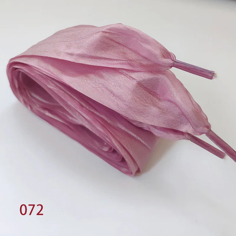 5cm Widened Butterfly Bow Ruffled Yarn Shoelaces Flat Silk Big Bow Wide Laces Trend Beauty White Casual Shoes Laces Dropship