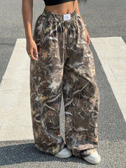 Realtree Trends Classic Y2k Leopard Print Casual Pants Loose Wide-leg Versatile Long Pants Oversized Joggers Pants