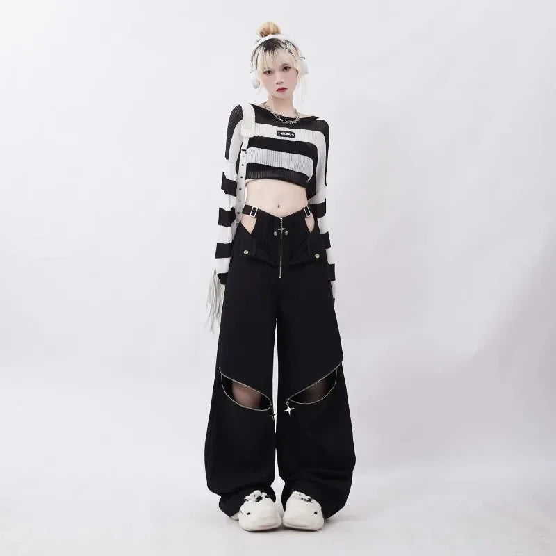 American Individualized Spicy Girl Hollow Out Workwear Pants