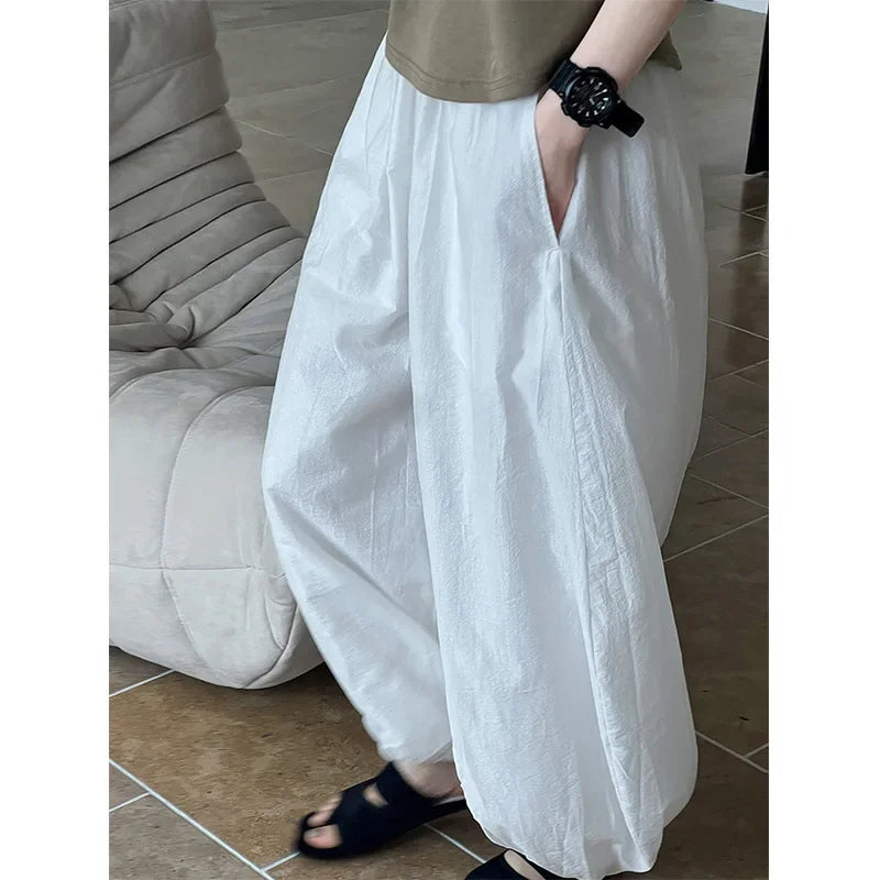 Oversized Bloomers Elegant Lantern Pants Casual Loose Breathable Cotton Wide Leg Pants
