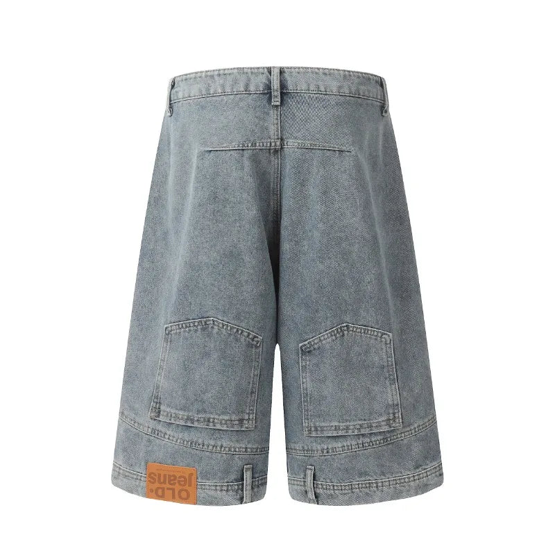 American Vintage Denim Shorts High Street Loose Wide Leg Niche Pants Casual Versatile Short Jeans Male