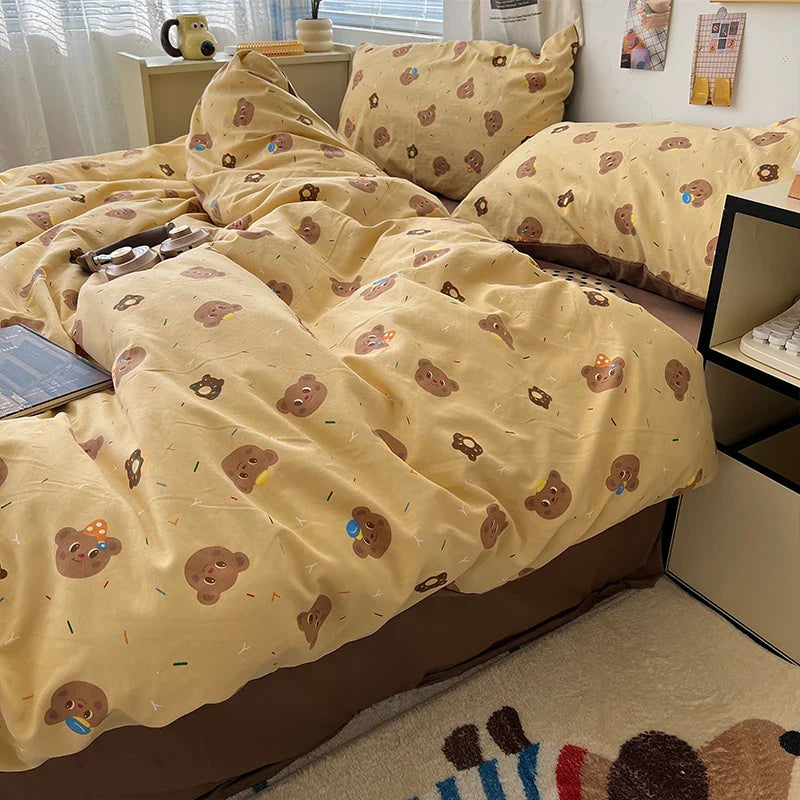 Soft Skin-friendly Bedding Set Comfortable Breathable Duvet Cover Set with Sheet Single Double Quilt Cover