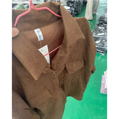 Retro Versatile Single Breasted Turndown Collar Long Sleeved Jacket