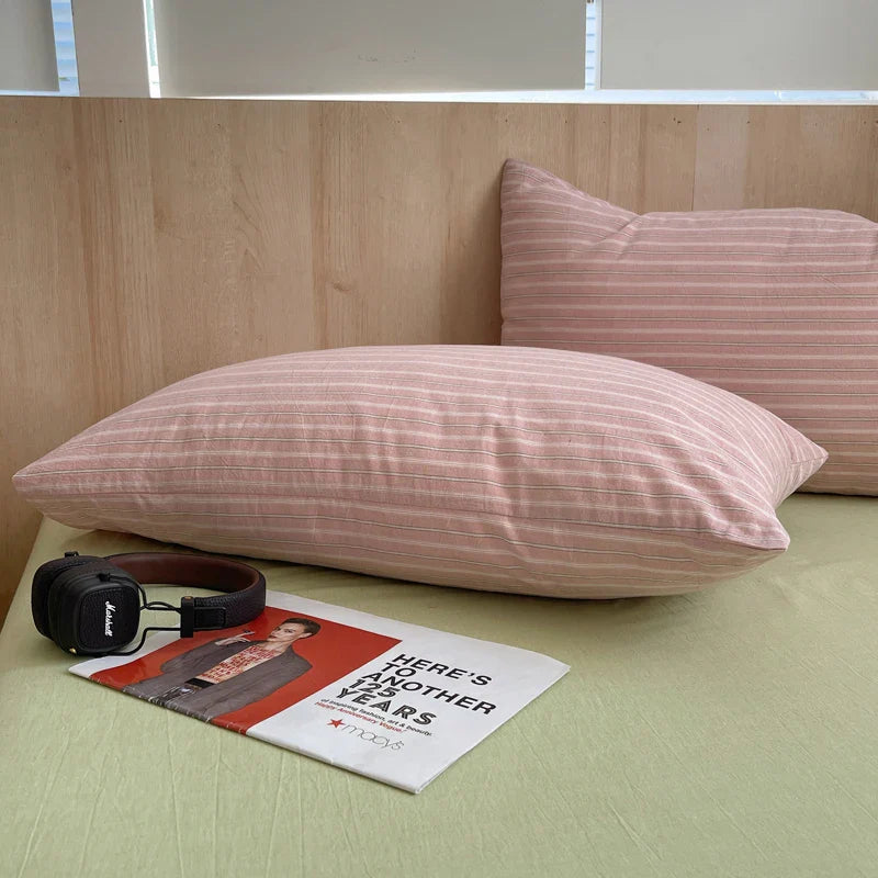 1pc Korean Cotton Pink Stripes Duvet Cover 150x200 Size Girl's Room housse de couette Skin friendly Breathable Comforter Sets