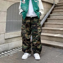 Y2k American High Street Retro Hiphop Camouflage Cargo Pants Thin Pants Gothic Straight Leg Casual Pants Trend Brand