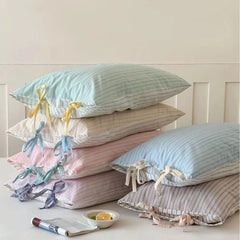 Double Sided Stripes Bow Pillow Cases 48x74cm Soft Comfortable Covers Cotton Pillow Cover Pillow Sham Beds Home Decoration gifts