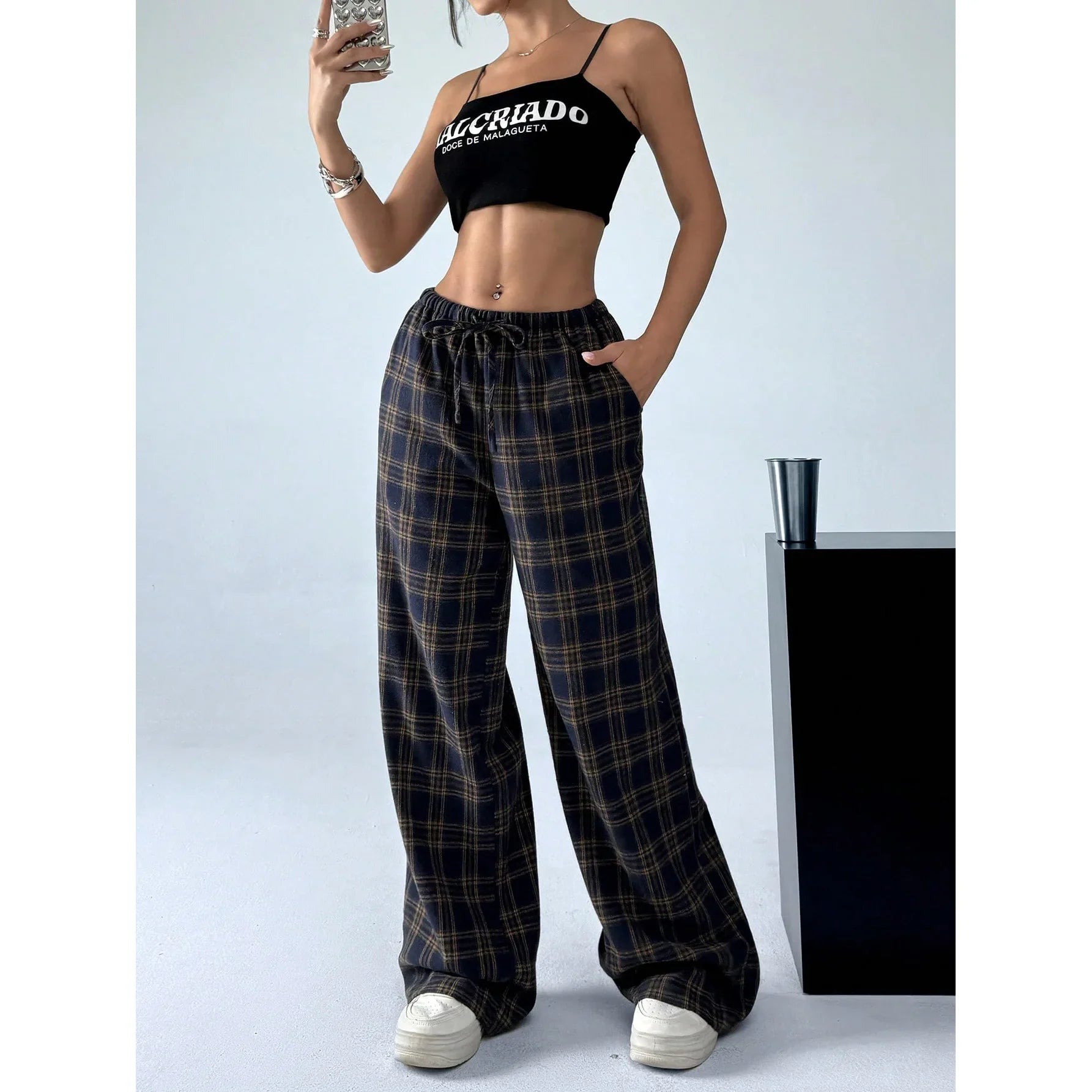 Realtree Trends Classic Y2k Leopard Print Casual Pants Loose Wide-leg Versatile Long Pants Oversized Joggers Pants