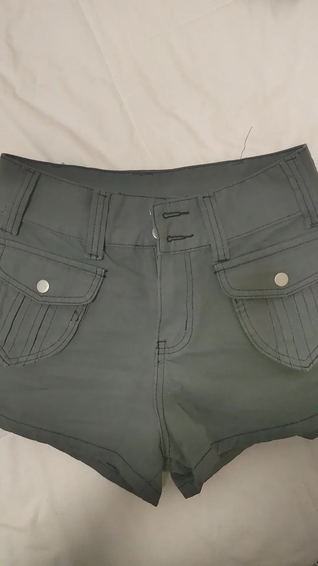 Hip Hop Pocket Y2K Harajuku Cargo Shorts American Retro Gray Streetwear 2000s Aesthetics Vintage Short Pants