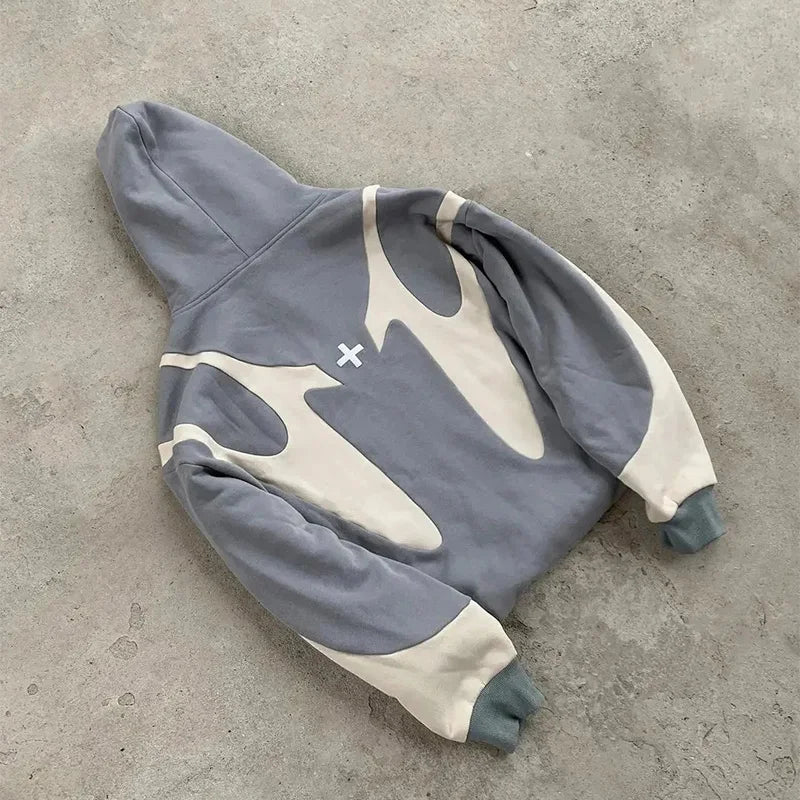 American Retro Letter Printed Devil Pattern Hoodie Y2k Harajuku Casual Couple Zipper Hoodies Sweatshirt Street Clothing