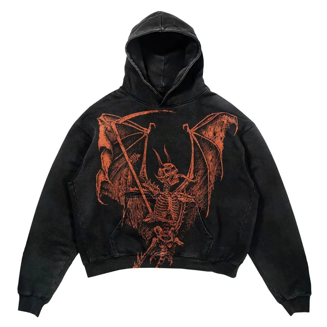 Punk Wind Ninja Printed Long-sleeved Hoodies Couples Hip-hop Street Y2k Street Loose Oversized Hoodies Harajuku Goth Top