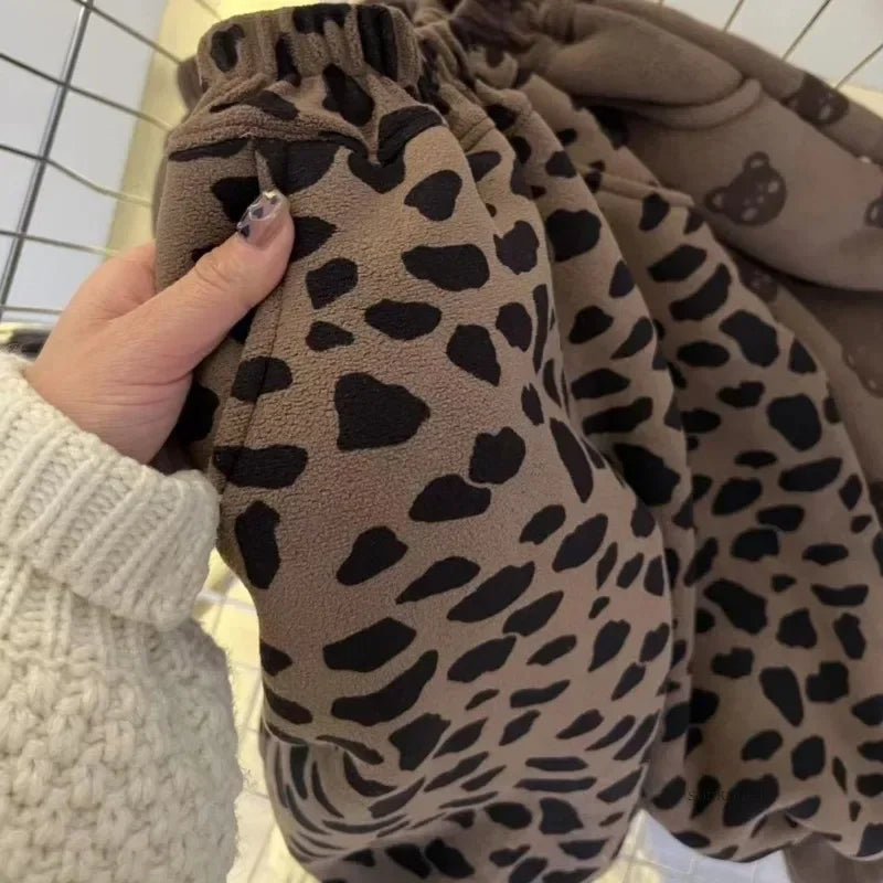 Plush Pants Velvet Boy's Thick Sweatpants Kids Girls Cartoon Trousers Children's Warm Pants Trend