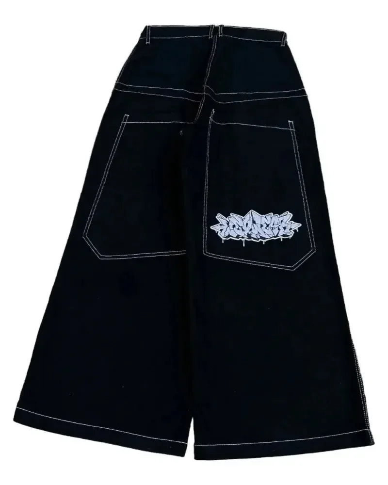 Y2K Loose Jeans Retro Pattern Embroidery Hip Hop American Harajuku Street Clothing Wide Legs Jeans