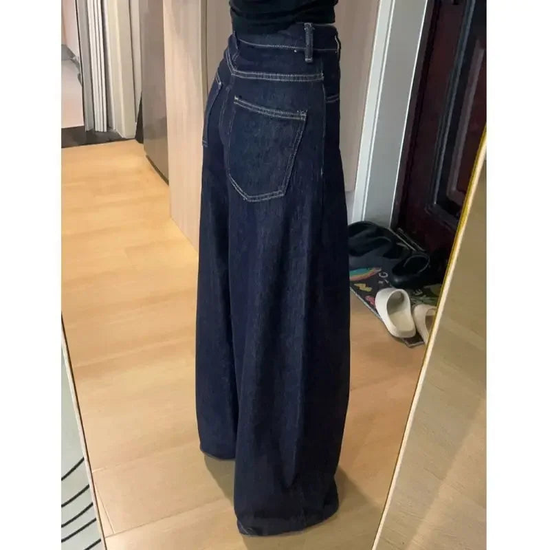 DeepBlue High-Waisted Wide-Leg Jeans