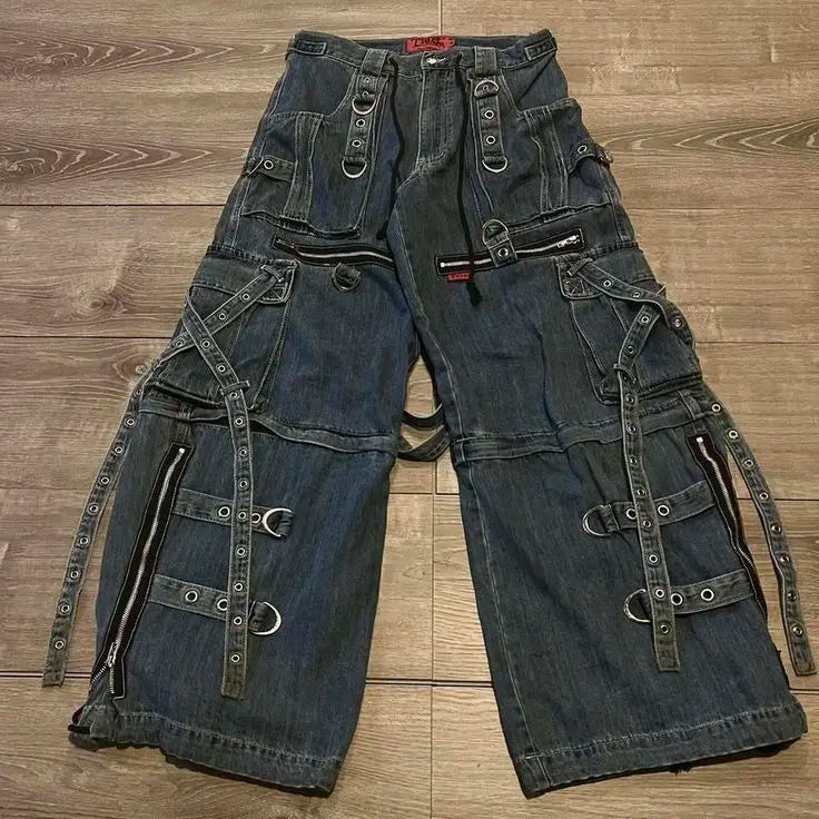 Trend Washing Heavy Industry Loose Jeans Street Y2K Hip-hop Oversized Wide-leg Pants Unisex Mopping Jeans