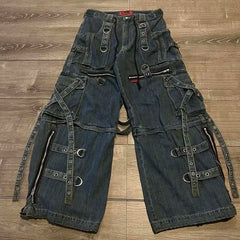Trend Washing Heavy Industry Loose Jeans Street Y2K Hip-hop Oversized Wide-leg Pants Unisex Mopping Jeans