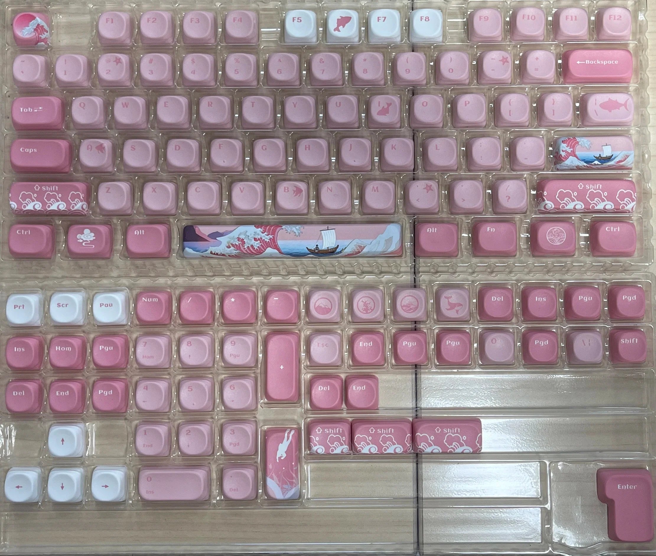 Pink Cat Dye Sublimation PBT Keycaps 136 Keys MOA Profile Keyboard Keycaps
