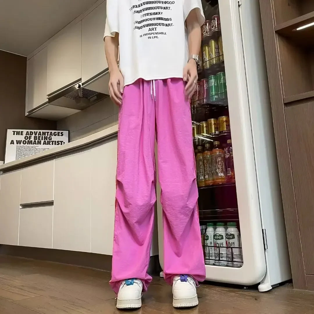 Trendy Sporty High Street Punk Trousers Loose Fit Casual Pants Japanese Style Hip Hop