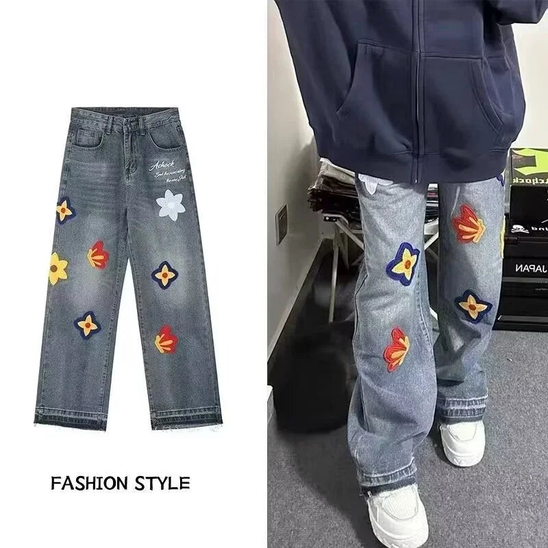 Y2K Vintage Flower Embroidery Jeans