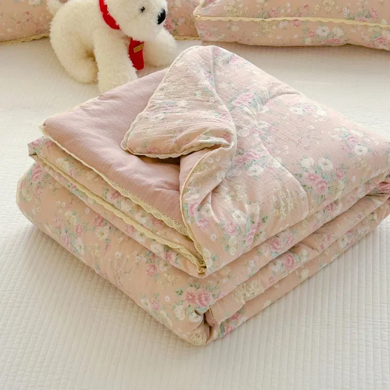 Sweet Printed Air-Condition Blanket Soft Skin-Friendly quilted quilt Breathable Cooling Comforter Queen King Beds