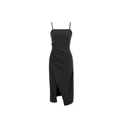 Vintage Short Knit Blouse+Split Sling Skirt 2-Piece Suit Korean Elegant Long Sleeve Top Dress Matching Set