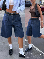jean shorts, street style, fitted design, denim fabric, mid-rise waist, comfortable