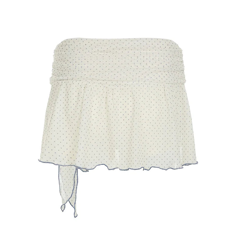 Sweet Cute Fabric Polka Dot Print Mini Skirts Bow Chic All-Match Causal Simple Skirts