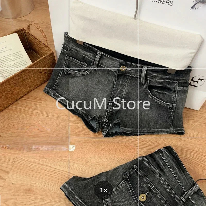 Harajuku jeans Shorts y2k Grunge Vintage streetwear beach jorts clothes 2000s Denim Pants Japanese