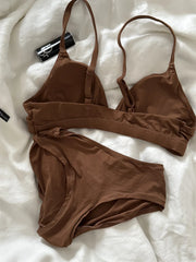 Seamless non-underwire lingerie with breifs suit ladies bra support thin comfortable elastic sports daily bra Set