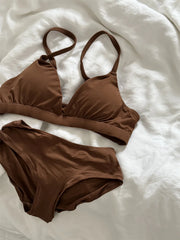 Seamless non-underwire lingerie with breifs suit ladies bra support thin comfortable elastic sports daily bra Set