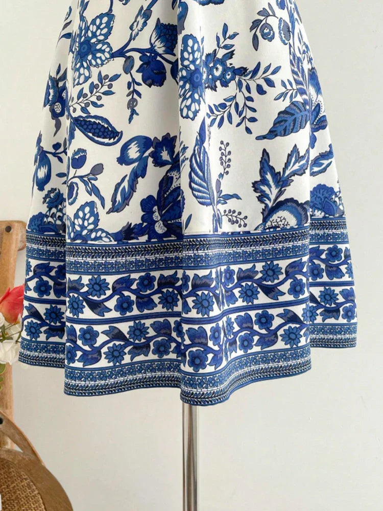 Romantical Floral Print Halter Neckable Dress Easy to Create Lazy Stylish Vacation Style Dress