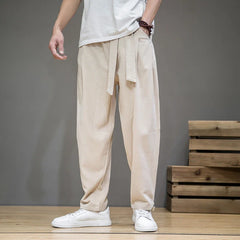 Cotton Linen Pants Elastic Waist Casual Harem Pant Loose Sweatpants Traditional Chinese Trousers pantalons homme