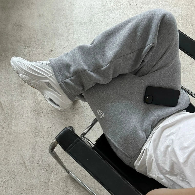 Drawstring Zipper Sweatpants Solid Color Casual High Street Hip-Hop Rap Street Y2K Style High Waist Trousers