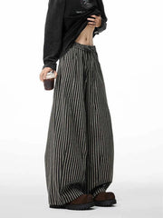 Black Gothic Striped Long Pants Baggy Sweatpants Harajuku Y2k Emo Vintage Oversize Trousers Japanese Clothes