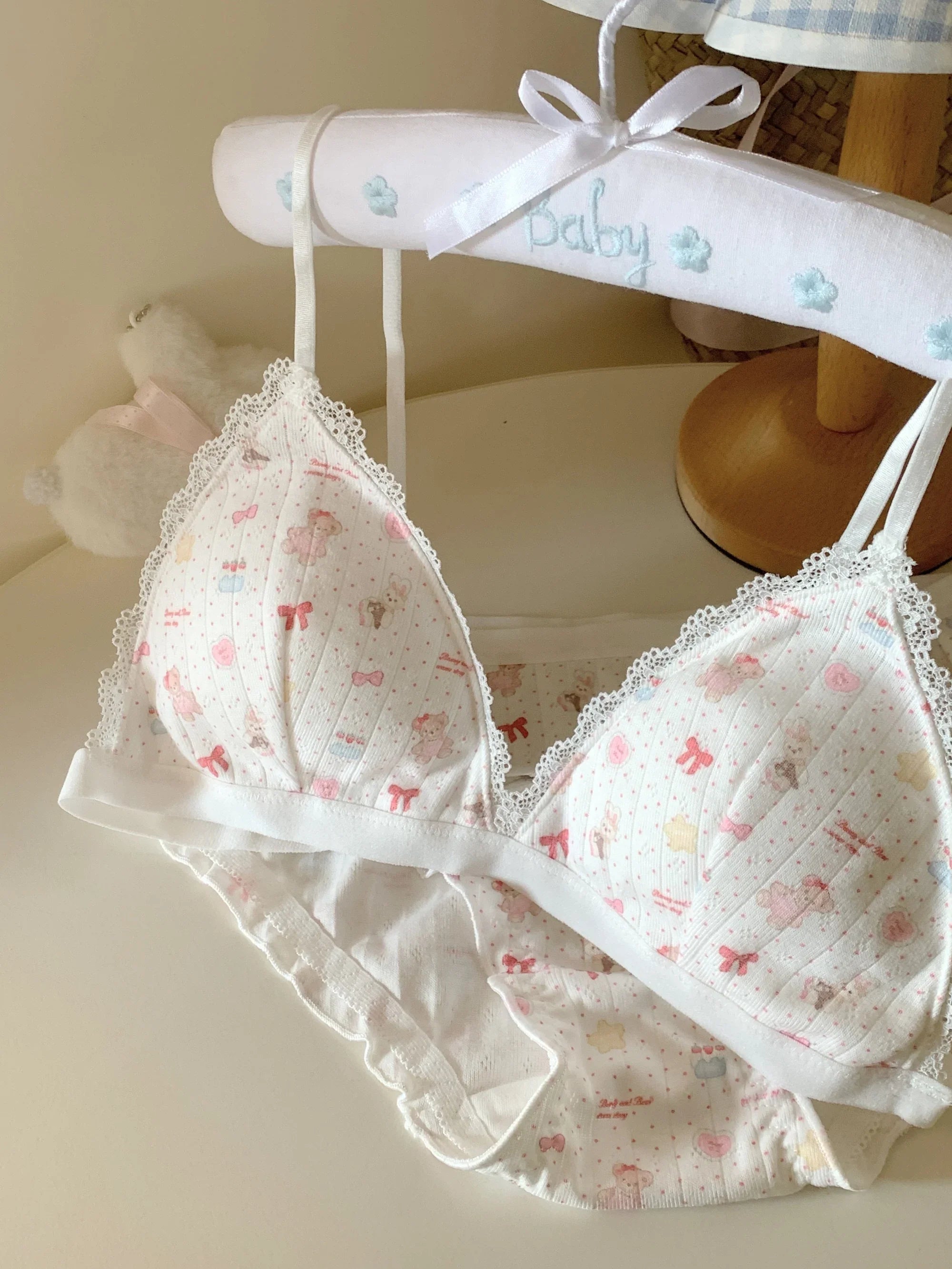 Secret of the Happy Little Bear Lingerie Sweet Feminine 100% Cotton Breathable Underwear