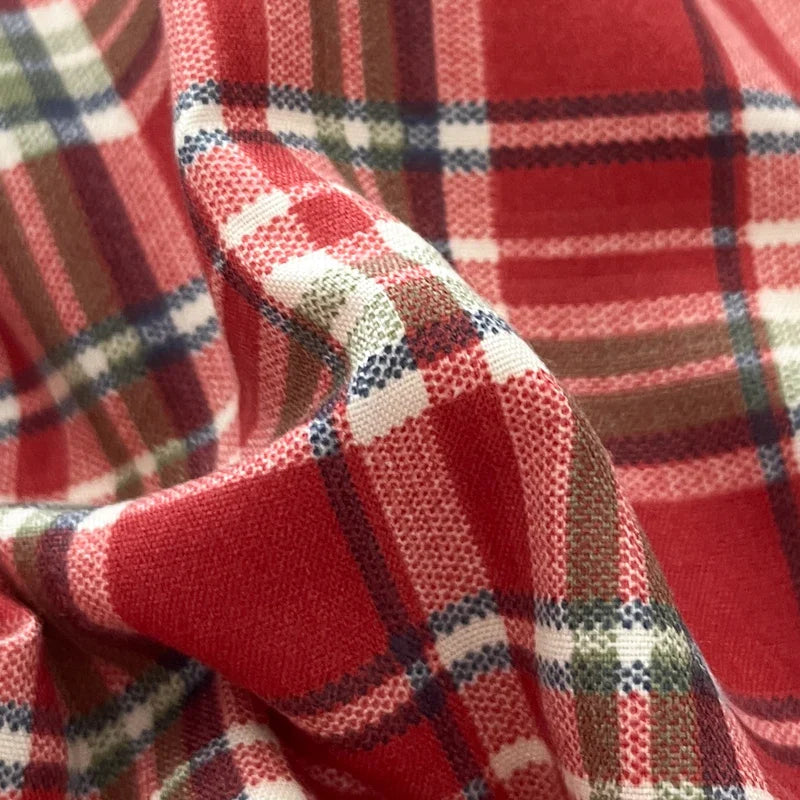 Vintage Double Sided Red Plaid Bedding Set Skin-Friendly Soft Duvet Cover Set with Bed Sheet