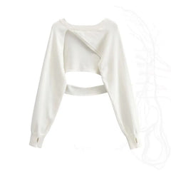 Vintage Short Knit Blouse+Split Sling Skirt 2-Piece Suit Korean Elegant Long Sleeve Top Dress Matching Set
