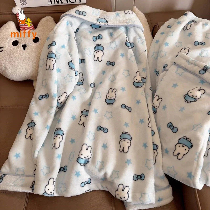 Kawaii Miffy Sleepwear Creative Cartoon Blue Star Bowknot Rabbit
