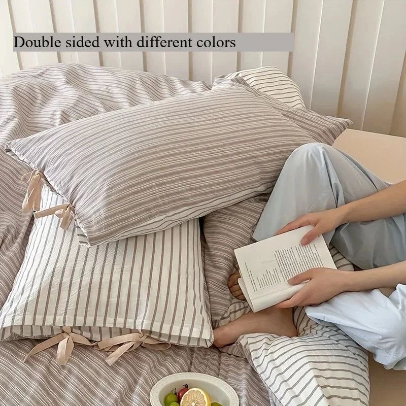 Double Sided Stripes Bow Pillow Cases 48x74cm Soft Comfortable Covers Cotton Pillow Cover Pillow Sham Beds Home Decoration gifts