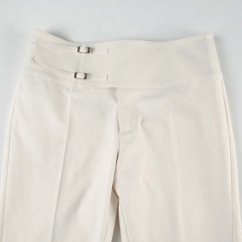 Solid Loose Casual Long Pants Simple Basic All-Match Office Lady Style Bottoms