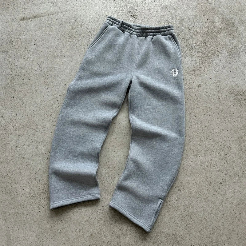 Drawstring Zipper Sweatpants Solid Color Casual High Street Hip-Hop Rap Street Y2K Style High Waist Trousers