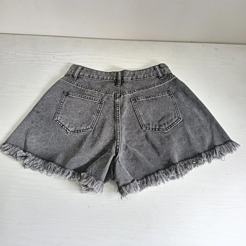Jean Shorts High Waist Booty Shorts Loose Denim Shorts Dark Gray Short Jeans Street Wear Clothes XS Clothing