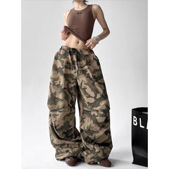 American Retro High Street Casual Overalls Camouflage Loose Wide Leg Pants